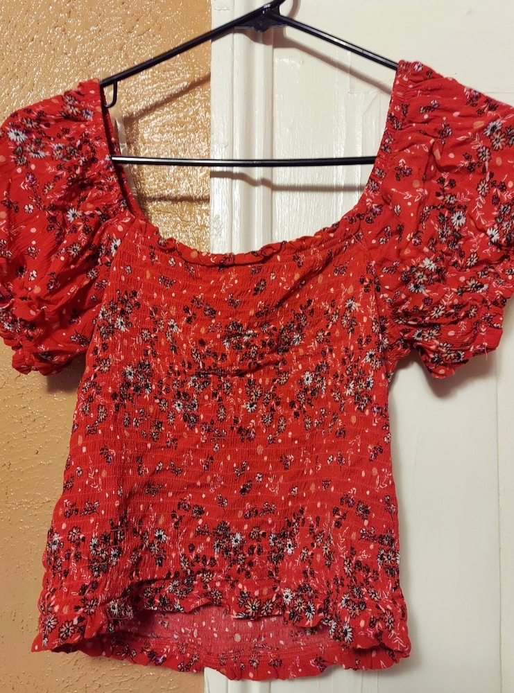Junior Red and white blouse.